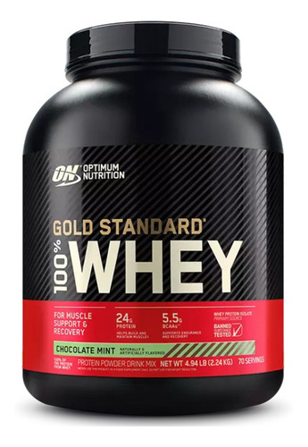 Imagen 1 de 2 de Suplemento en polvo Optimum Nutrition Proteína Gold Standard 100% Whey proteína sabor chocolate mint en pote de 2.22kg