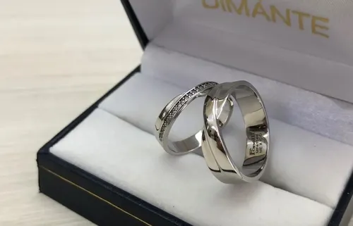 Anillos De Boda Mo o Oro Blanco 10k Solidas El Par
