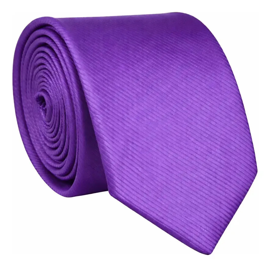 Gravata Slim Masculina Premium Cores Para Padrinhos Comprimento 150 cm Cor Violeta Desenho do tecido Lisa