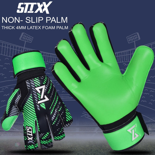 Guantes De Portero Stixx Modelo Juvenil Con Agarre Antidesli Verde/negro Talle