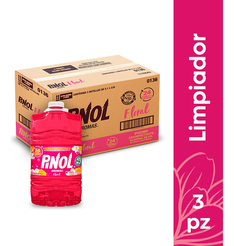 Limpiador Multi Pinol Aromas Floral 5.1L Caja con 3 unidades