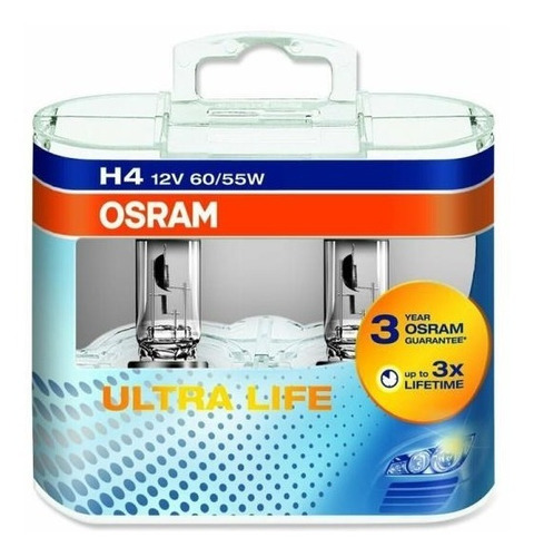 Kit Lampara H4 Osram Halogenas Ultralife X 2