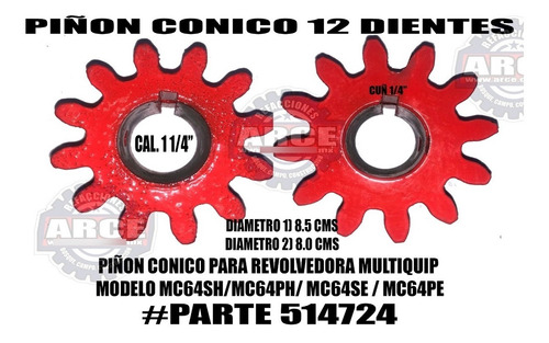 Piñon Para Revolvedora Multiquip Mc64sh Mc64ph Mc64se Mc64pe