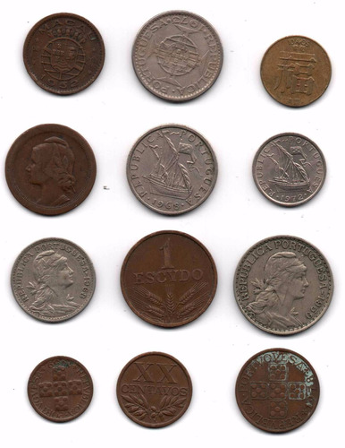 Portugal Lote 12 Monedas Diferentes Antiguas