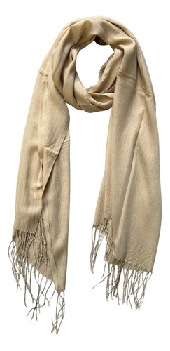 Cachecol Lenço Echarpe Pashmina Xale Inverno Frio Feminino Cor Bege-claro Desenho Do Tecido Lisa Tamanho Único