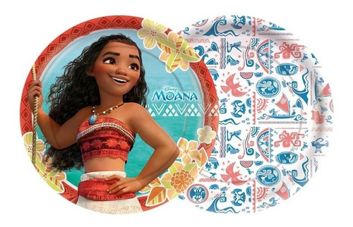 Prato Descartável Festa 18 Cm Moana - 08 Unidades