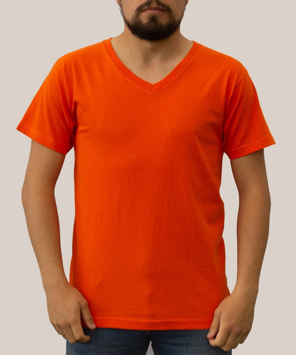 12 Camisetas Cuello En V Color Algodón 180 Gramos