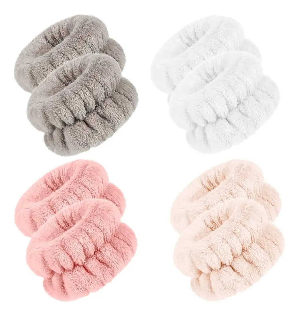 Kit 12 Faixas de Pulso Washband Toalha Pelúcia para Beleza e Autocuidado