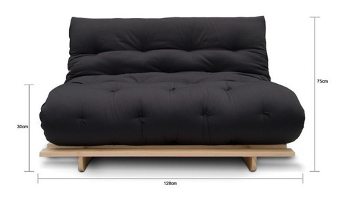 Sofá-cama Futon Slim 02 Lugares Cor Preto - Futon Brasil