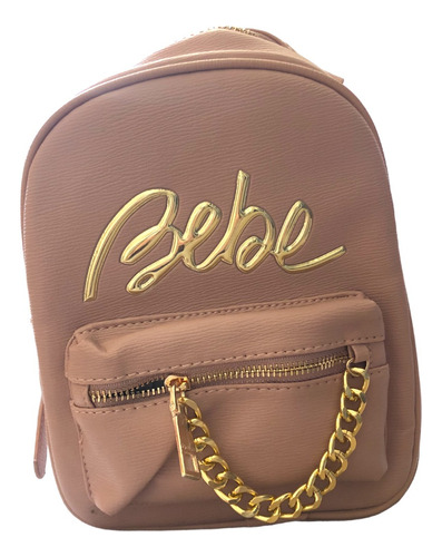 Bolsa Mujer Marca Bebe Modelo Gianna Backpack Dif. Colores Acabado de los herrajes Metal Dorado Color Dusty rose Color de la correa de hombro Color de la Bolsa Diseño de la tela Vinyl