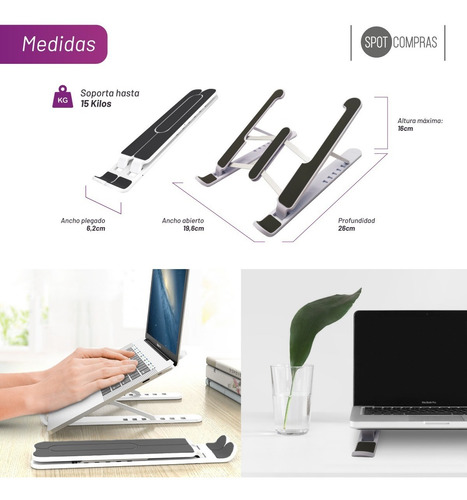 Soporte Notebook Plegable Regulable Plástico Y Aluminio