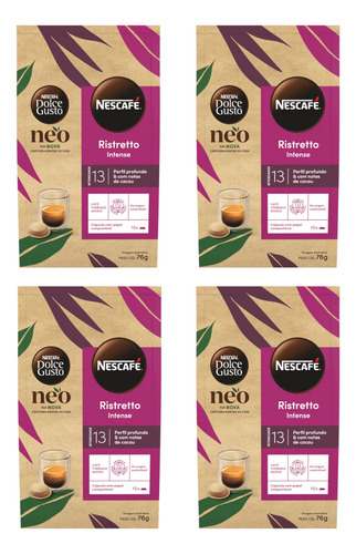 4cx Café Ristretto Intense Neo Cápsula Nescafé Dolce Gusto