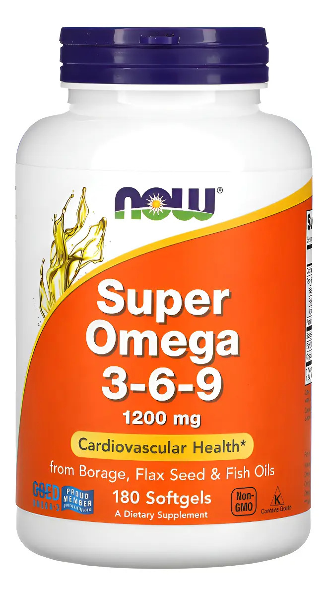 Ômega 3 NOW Super Ômega 3-6-9 de 1200mg, 180 Cápsulas Softgel
