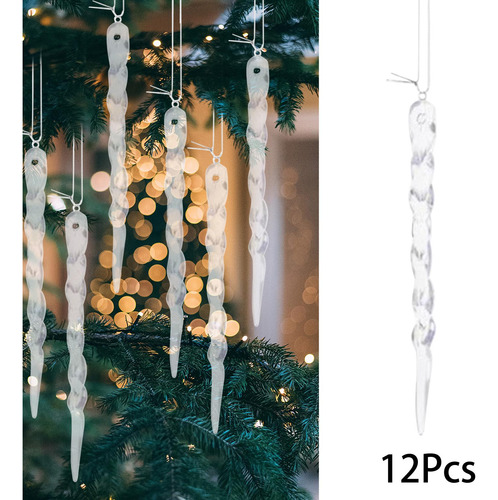 2 X 12 Adornos Navideños Con Forma De Carámbano Para Colgar