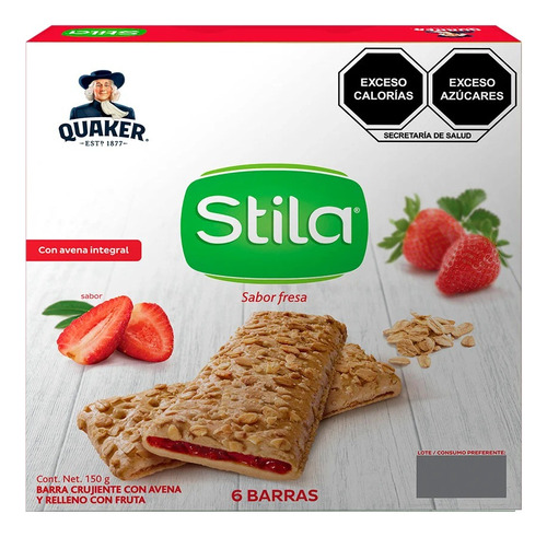 4 Pzs Quaker Barras De Cereal Fresa Stila 150gr