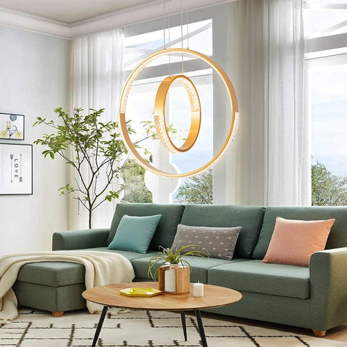 Lámpara Led De 2 Anillos De Luz De Techo Moderna De Altura A