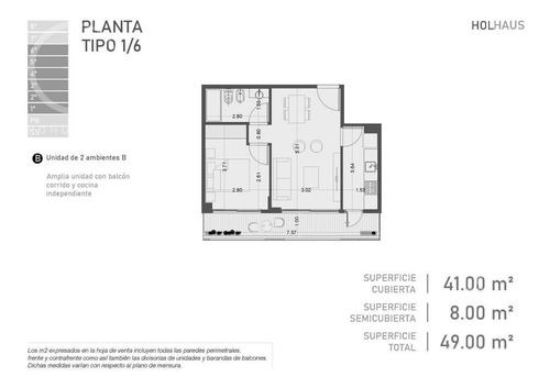 Imagen 2 de 14 de Excelente 2 Ambientes A Estrenar En Saavedra. Emprendimiento Holhaus.
