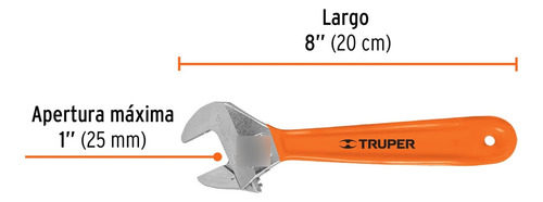 Llave Francesa 8 Pulgadas Cromada Mango De Pvc Truper 15510