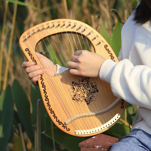 Grabado Exquisito Principiantes 16-string Lyre Harp Madera