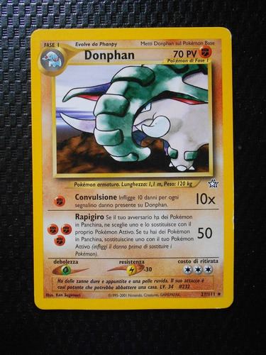 Carta Pokemon Donphan Estrella Italiana Neo Genesis