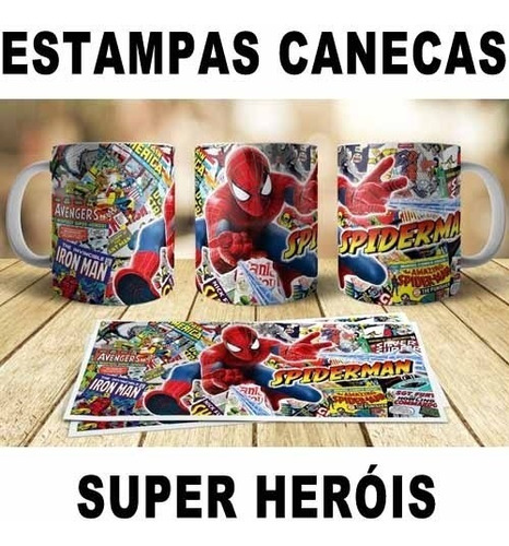 Estampas Heróis Canecas Almofadas Sublimação