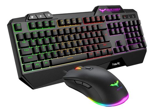 Combo Teclado Mouse Óptico Gamer Rgb Led Alámbrico Juegos 