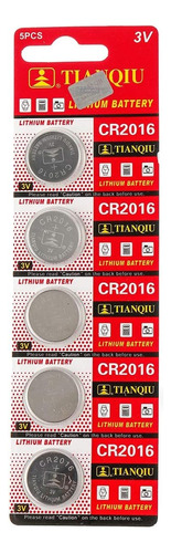 Pilas Baterias Tianqiu Cr2016 Tamaño Botón 3 Voltios Paquete De 5 Unidades
