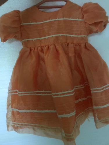 Vestido De Niña De Fiesta  Color  Naranja Talla1 Año