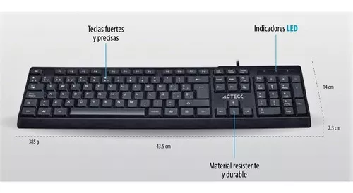 Teclado clásico USB resistente al agua, negro