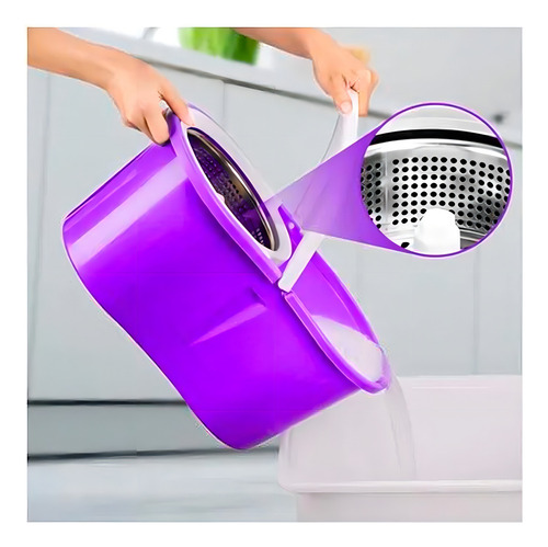 Mop 360 Giratorio Mágico Con Cubeta Y Trapeador + Repuesto Color Morado