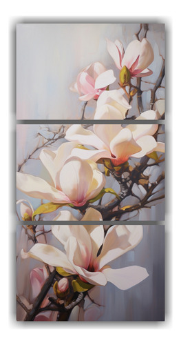 90x180cm Cuadro Abstracto De Magnolias En Tonos Modernos
