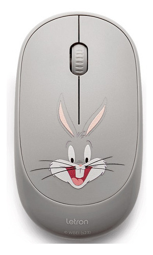 Mouse Sem Fio Looney Tunes Pernalonga 3 Botoe 1000dpi Letron Cor Cinza