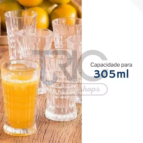 Jogo com 6 copos Equilíbrio 305ml + Jarra de Vidro Equilíbrio de 1,1 litros