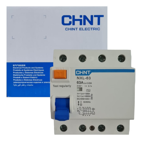 Disyuntor Diferencial Tetrapolar 4x63a 30 Ma Chint