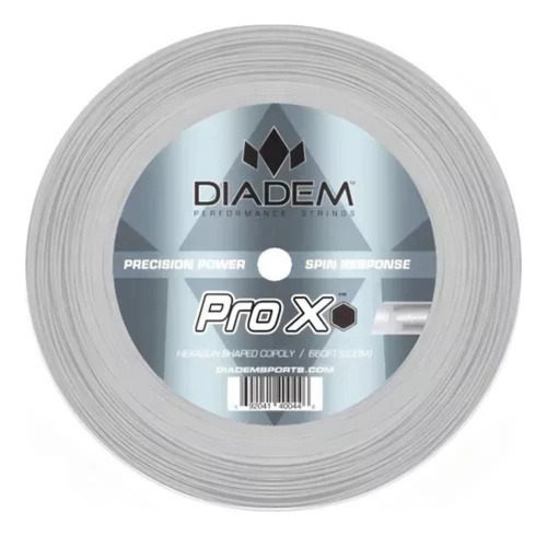 Corda P/ Raquete Tenis Diadem Pro X 18 1.15m Rolo 200 Metros 1.15 Mm Cinza-escuro Corda De Poliéster Robusta E Potente
