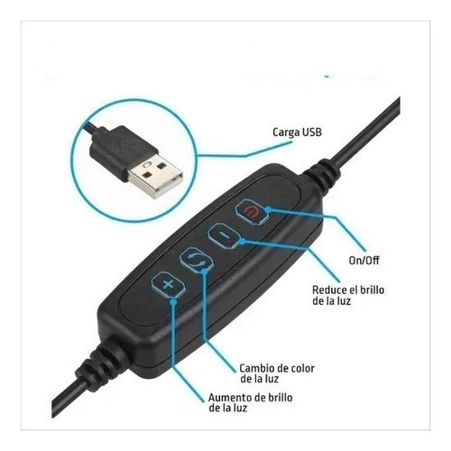 Imagen 3 de 12 de Ring Aro Luz Led Hügel Streaming Usb 16cm Soporte