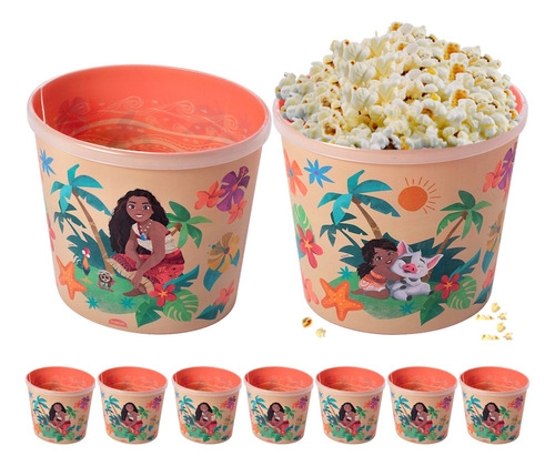 15 Baldes Pote De Pipoca Moana 2.1 Litros Lembrança P/ Festa
