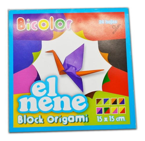 Block El Nene Origami 15 X 15 Bicolor 24 Hs Surtido De Color