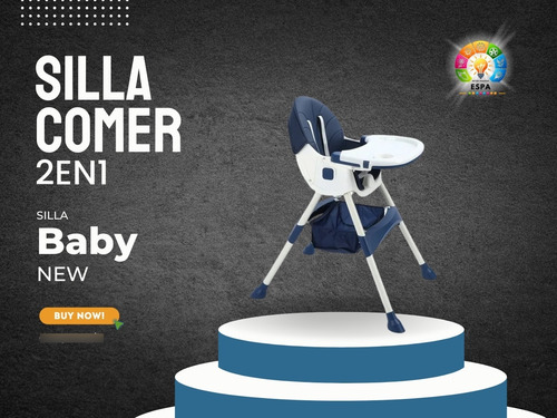 Silla De Comer Bebé 2 En 1 Azul Plegable Bandeja Comodidad Silla De Comer Espa Azul Oscuro