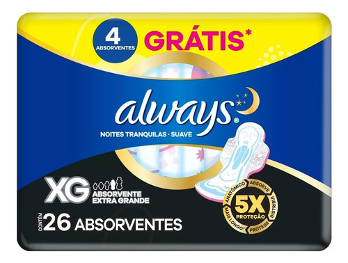 Absorventes Noites Tranquilas Suave Xg 26 Unidades Always