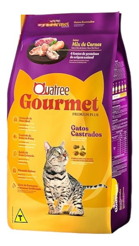 Ração Quatree Gourmet gatos castrados mix de carnes 3kg