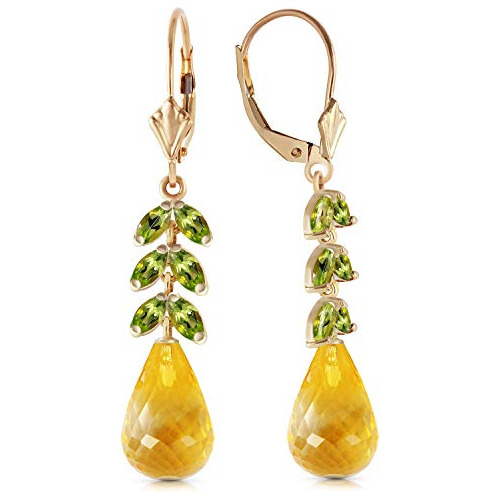 Pendientes De Peridoto Y Citrino Momentum De Oro Macizo De 1