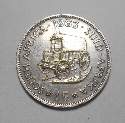 Sudáfrica Escaso 1 Cent 1963 - Carreta Km#57 - Baño De Plata