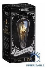 Lámpara Edison Led Retro Deco 8w Clara E27 Yarluxdimerizable