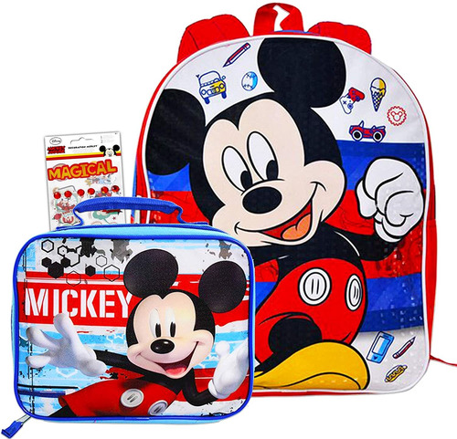 Disney Mickey Mouse - Mochila Con Fiambrera Y Pegatinas