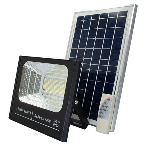 Reflector Solar Led Con Panel 100w Control Remoto Industrial