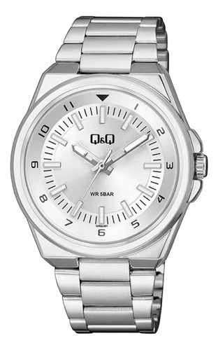 Reloj Q&q Analógico Correa Acero Inoxidable Esfera Blanca