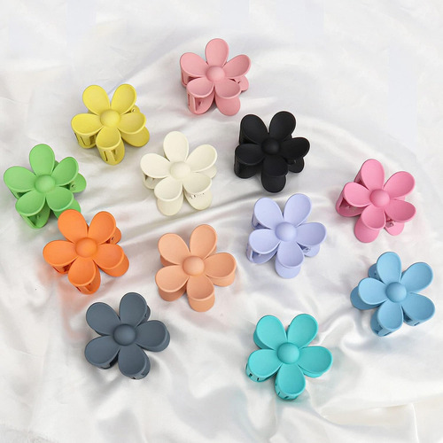 12 Pinzas De Pelo Grandes De Flores Mate Para Mujeres Y