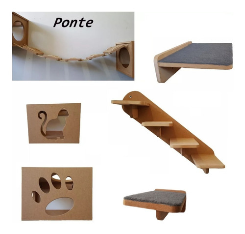 Kit 6 Pçs Nicho Ponte Prateleira Escada Step Para Gato Pet