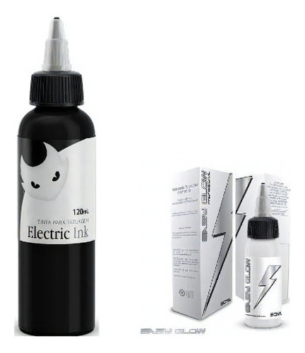 Tinta Tattoo Tatuagem Preto Linha 120ml Branco Electrick Ink